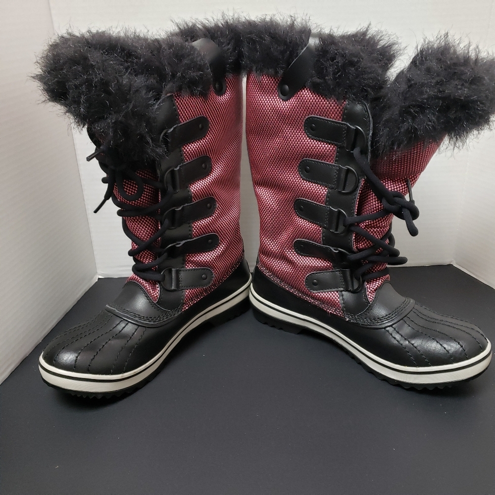 SOREL Womens Tofino Cold Weather Black / pink Winter Boots snow boots size 7.5